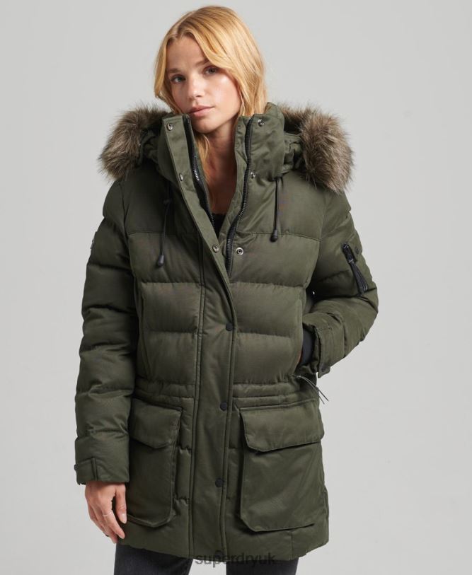 Microfiber Expedition Parka Jacket Women Green Clothing Superdry 66N8N3653