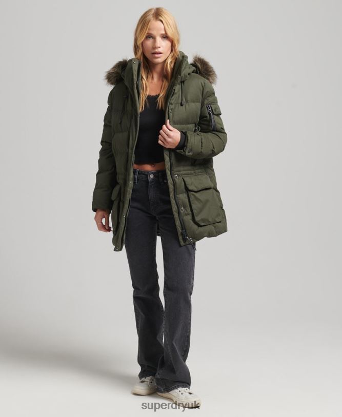 Microfiber Expedition Parka Jacket Women Green Clothing Superdry 66N8N3653