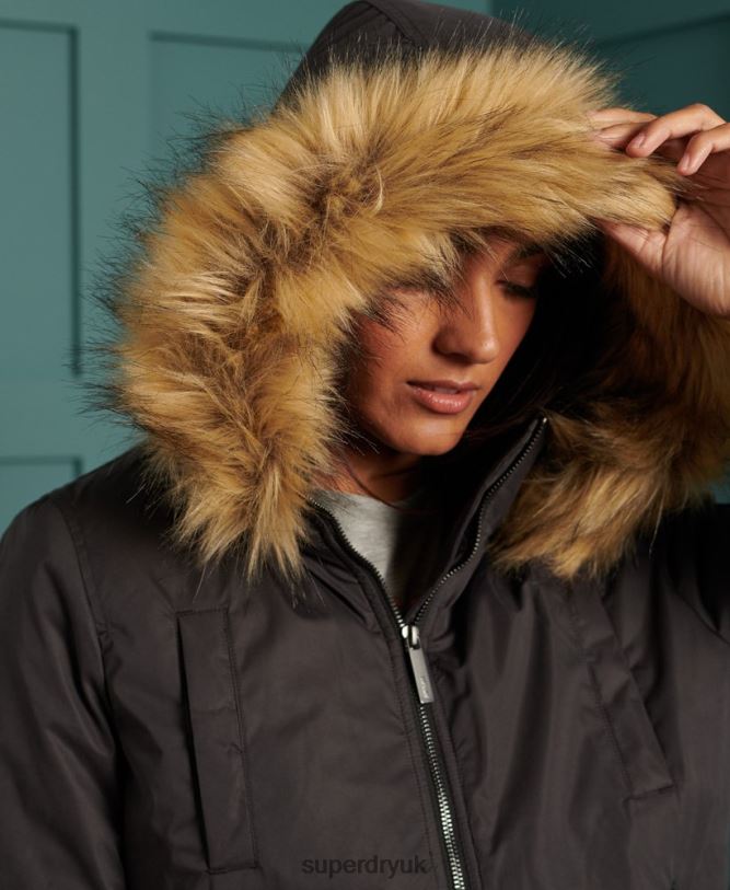 Microfibre Bomber Jacket Women Black Clothing Superdry 66N8N5712