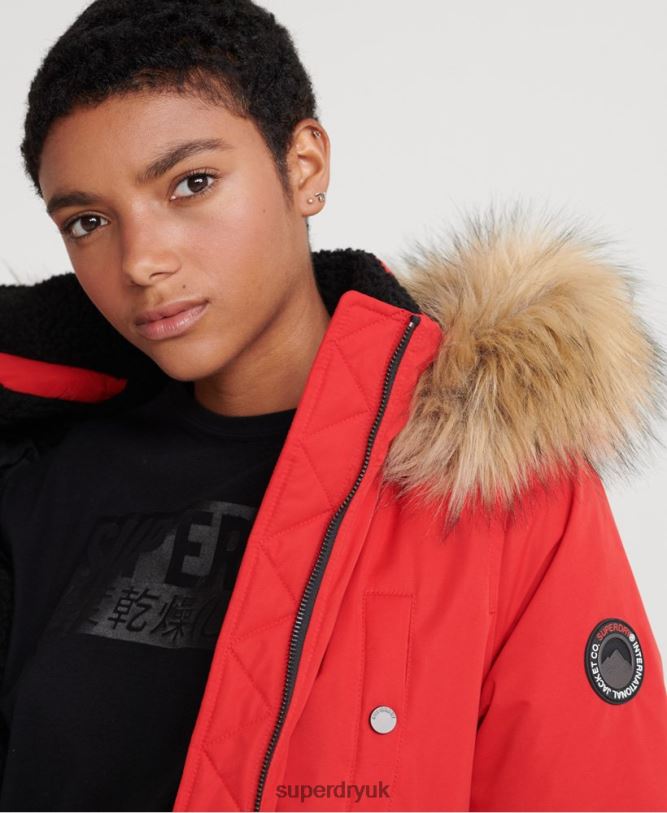 Microfibre Bomber Jacket Women Red Clothing Superdry 66N8N5685
