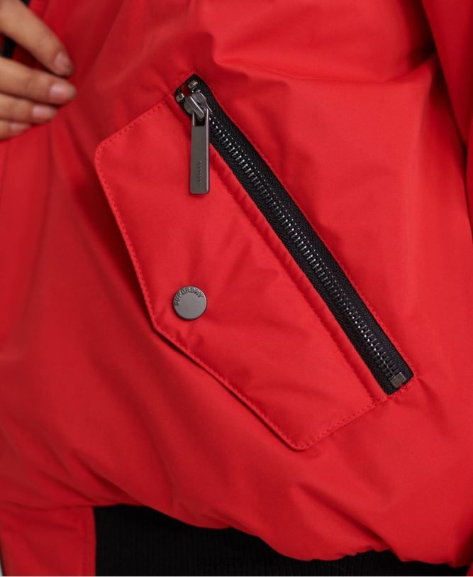 Microfibre Bomber Jacket Women Red Clothing Superdry 66N8N5685