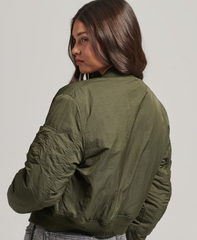 Military Aviator MA1 Bomber Jacket Women Khaki Clothing Superdry 66N8N5569