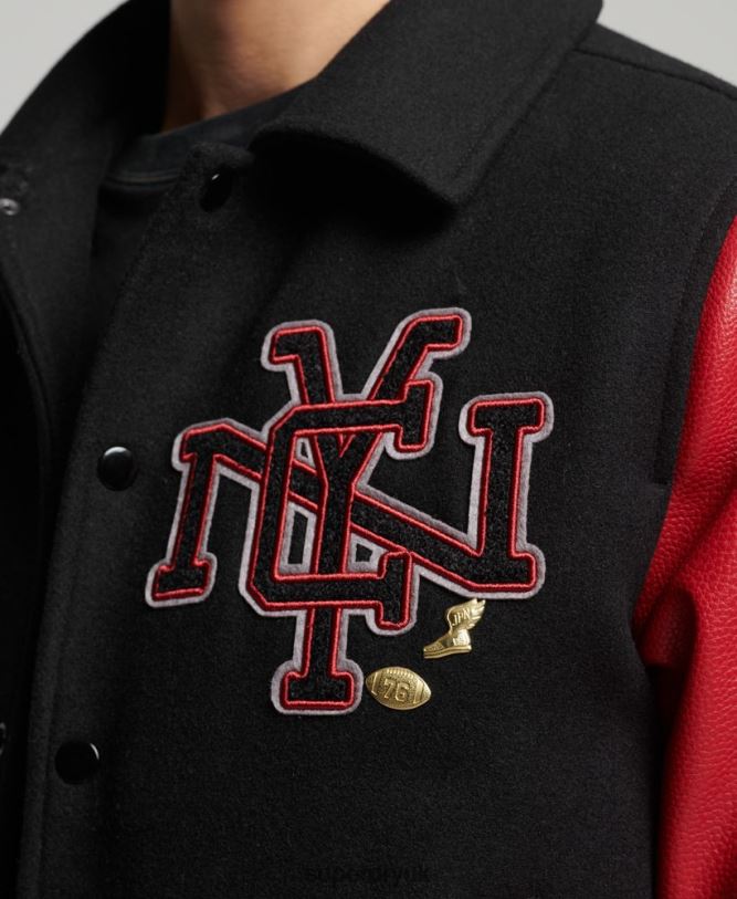 Mixed Varsity Bomber Jacket Men Black Clothing Superdry 66N8N4473