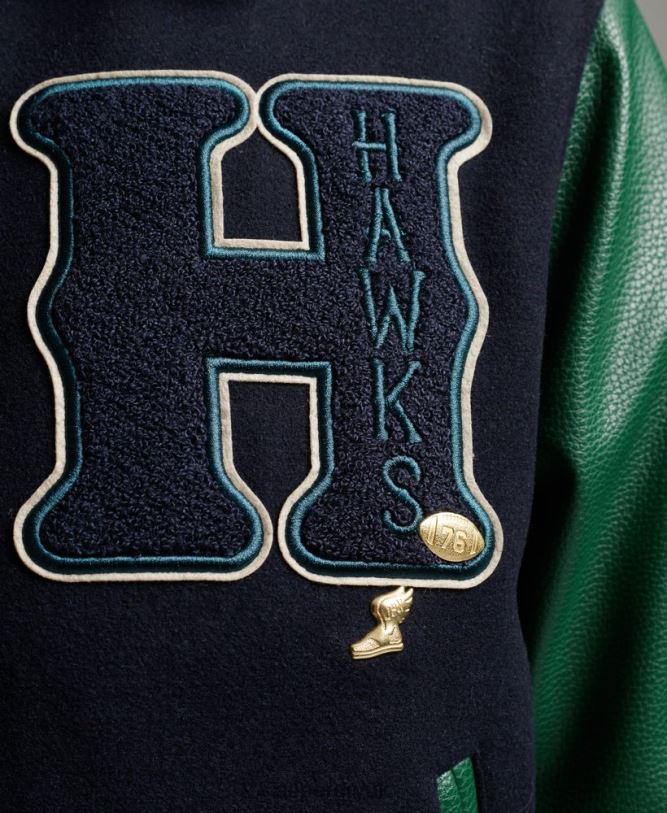 Mixed Varsity Bomber Jacket Men Navy Clothing Superdry 66N8N4569