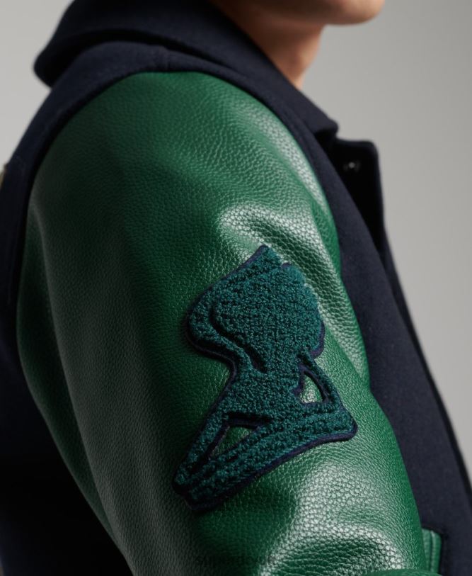 Mixed Varsity Bomber Jacket Men Navy Clothing Superdry 66N8N4569