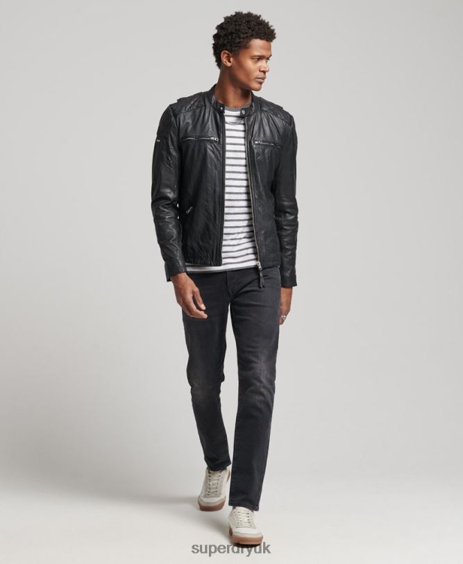 Moto Racer Jacket Men Black Clothing Superdry 66N8N4436