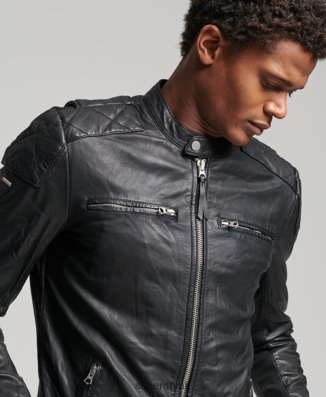 Moto Racer Jacket Men Black Clothing Superdry 66N8N4436