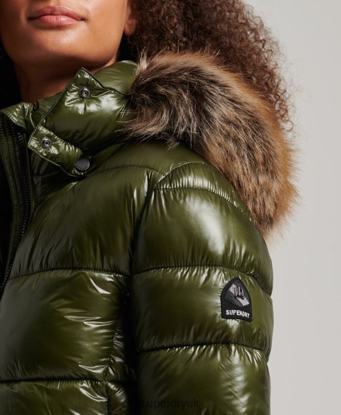 Mountain Fuji Hooded Jacket Women Khaki Clothing Superdry 66N8N5666