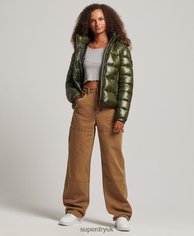 Mountain Fuji Hooded Jacket Women Khaki Clothing Superdry 66N8N5666