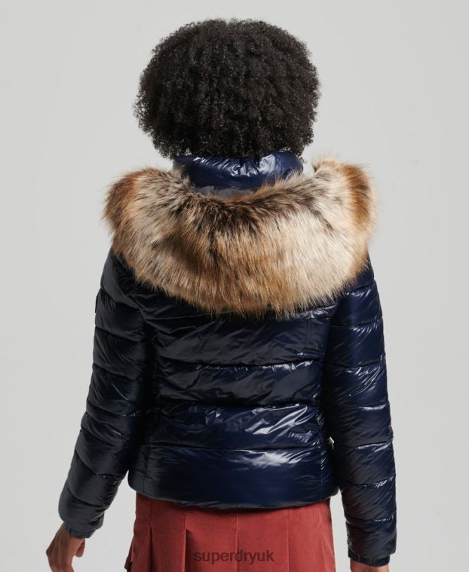 Mountain Fuji Hooded Jacket Women Navy Clothing Superdry 66N8N5629