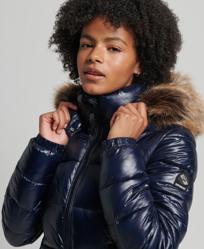 Mountain Fuji Hooded Jacket Women Navy Clothing Superdry 66N8N5629