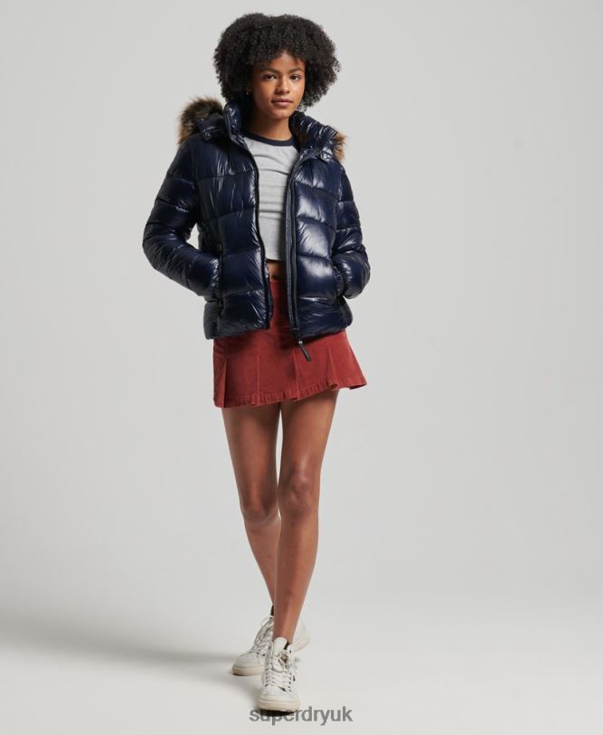 Mountain Fuji Hooded Jacket Women Navy Clothing Superdry 66N8N5629