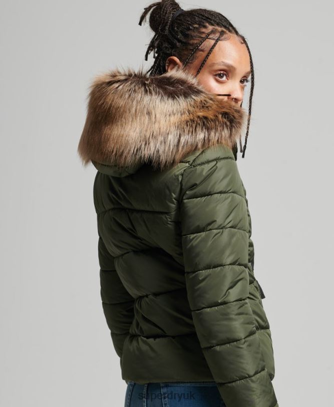 Mountain Hood Fuji Luxe Jacket Women Khaki Clothing Superdry 66N8N5558