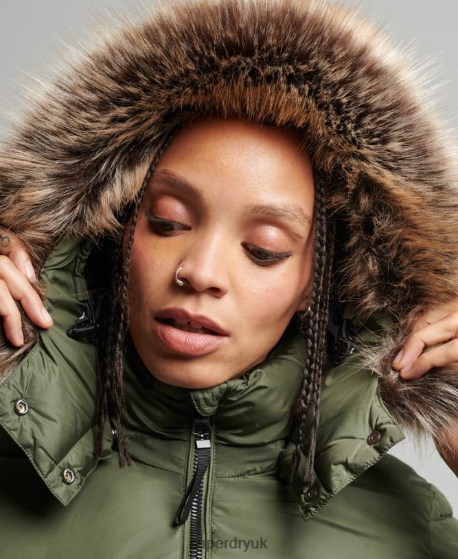 Mountain Hood Fuji Luxe Jacket Women Khaki Clothing Superdry 66N8N5558