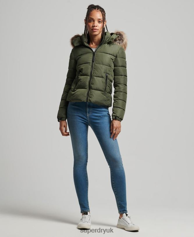 Mountain Hood Fuji Luxe Jacket Women Khaki Clothing Superdry 66N8N5558