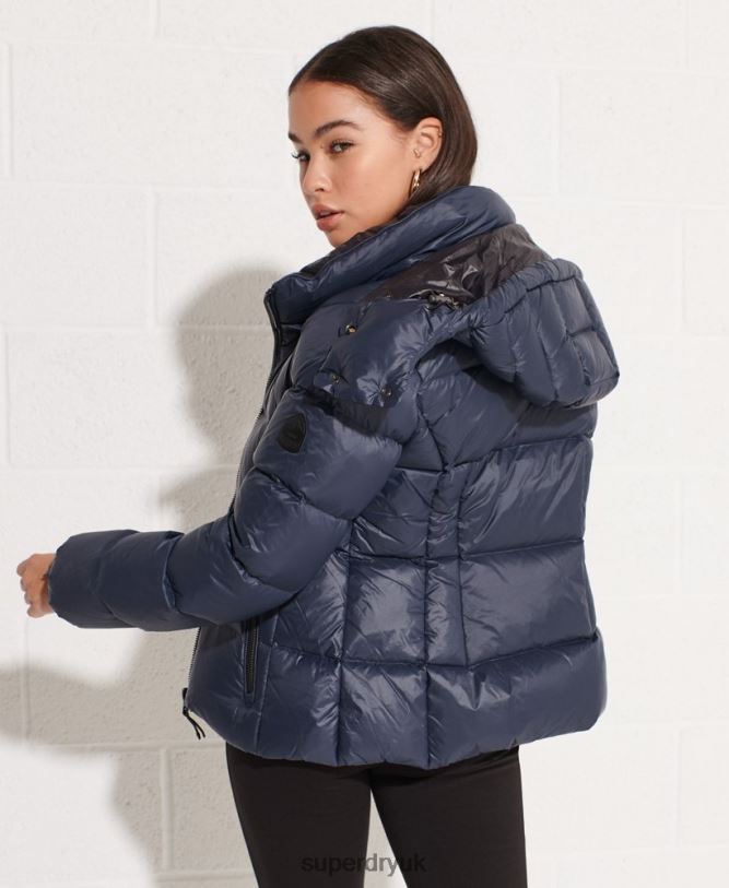 Mountain Hooded Down Jacket Women Navy Clothing Superdry 66N8N5598