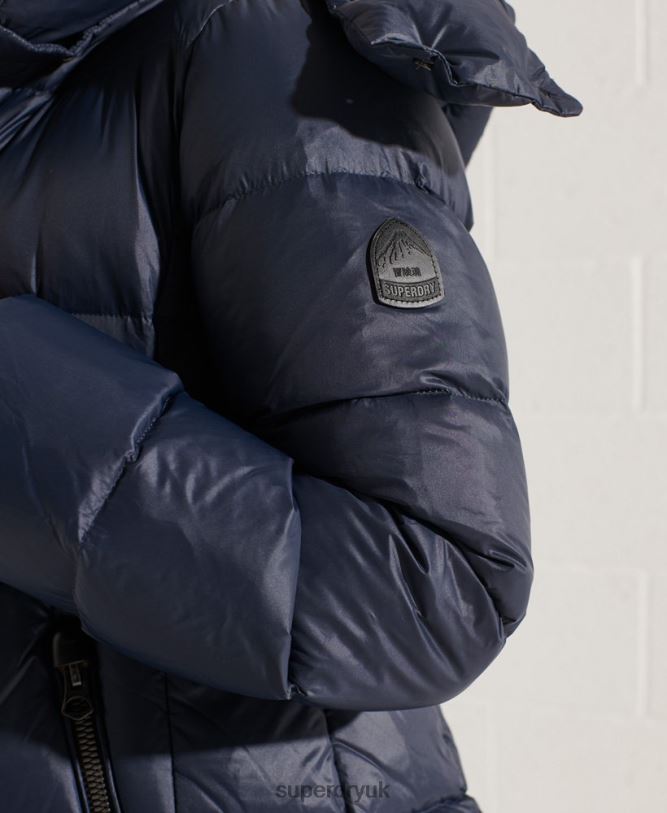 Mountain Hooded Down Jacket Women Navy Clothing Superdry 66N8N5598