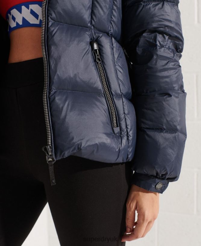 Mountain Hooded Down Jacket Women Navy Clothing Superdry 66N8N5598