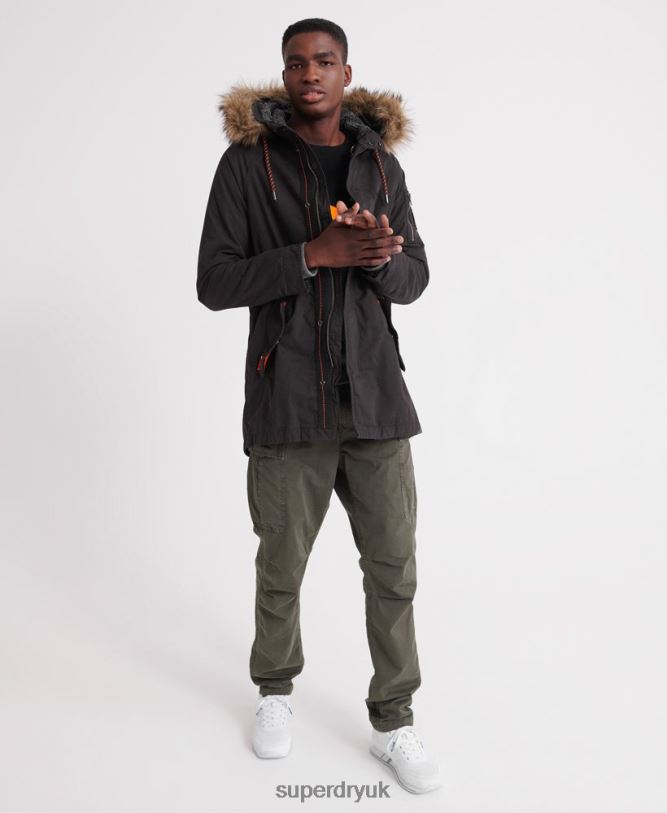 Mountain Rookie Aviator Parka Jacket Men Black Clothing Superdry 66N8N4605