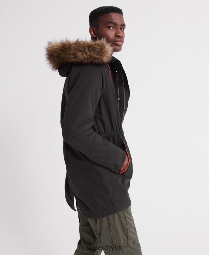 Mountain Rookie Aviator Parka Jacket Men Black Clothing Superdry 66N8N4605