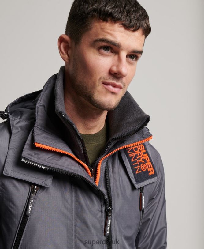 Mountain SD Windcheater Jacket Men Dark Grey Clothing Superdry 66N8N946