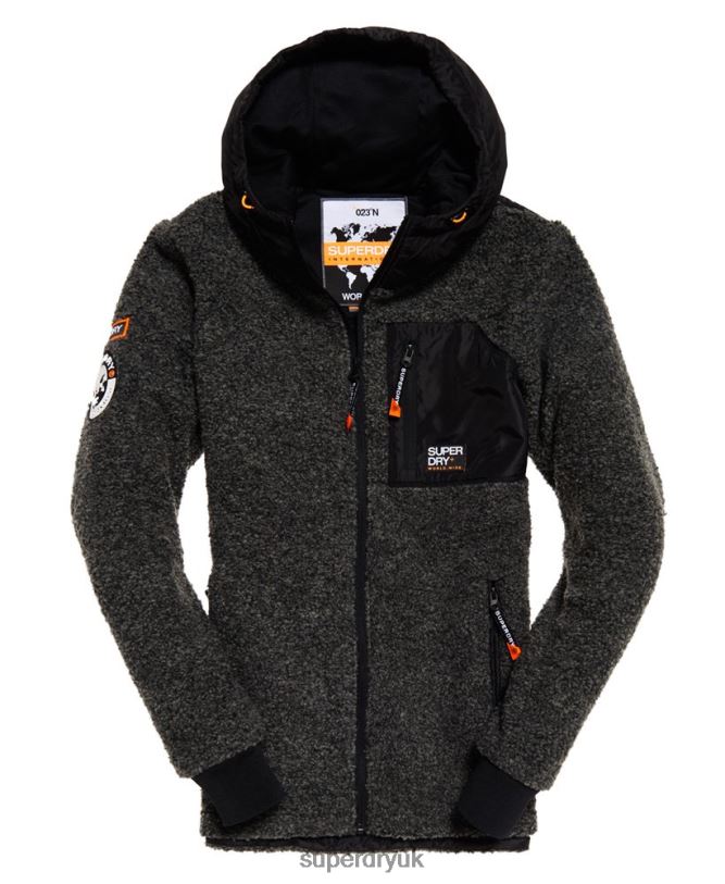 Mountain Sherpa Zip Hoodie Men Dark Grey Clothing Superdry 66N8N5219