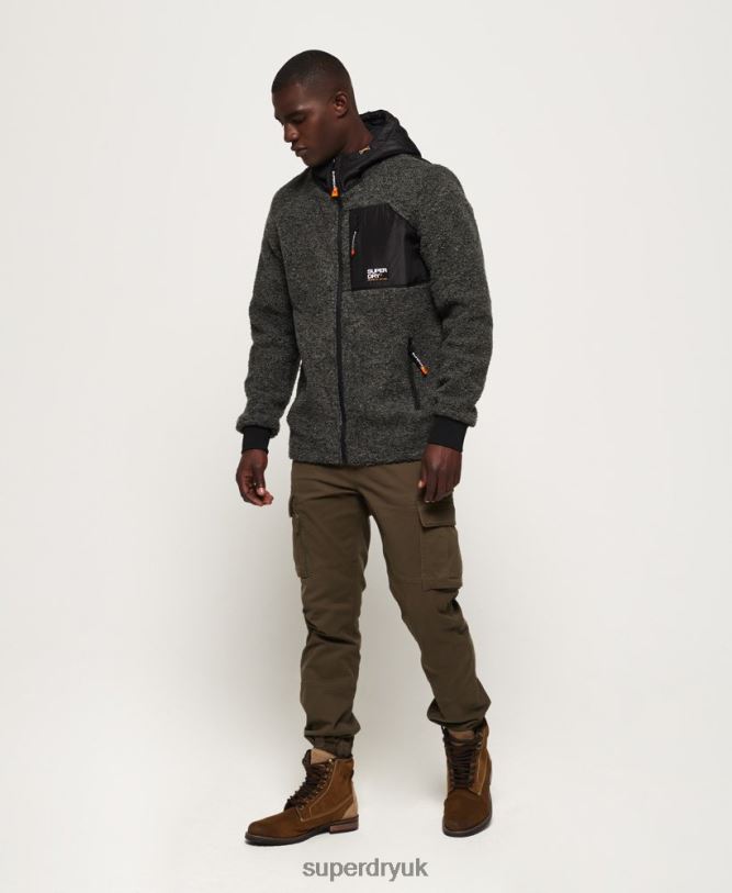 Mountain Sherpa Zip Hoodie Men Dark Grey Clothing Superdry 66N8N5219