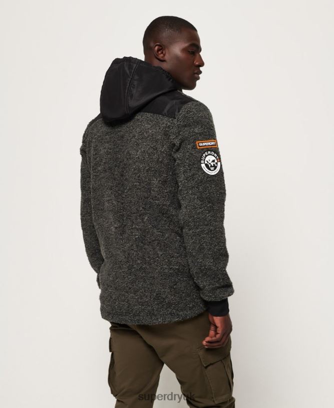 Mountain Sherpa Zip Hoodie Men Dark Grey Clothing Superdry 66N8N5219