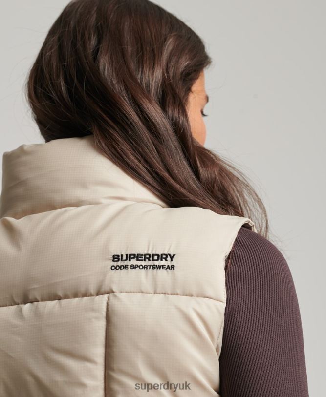 Mountain Sport Gilet Women Beige Clothing Superdry 66N8N5632