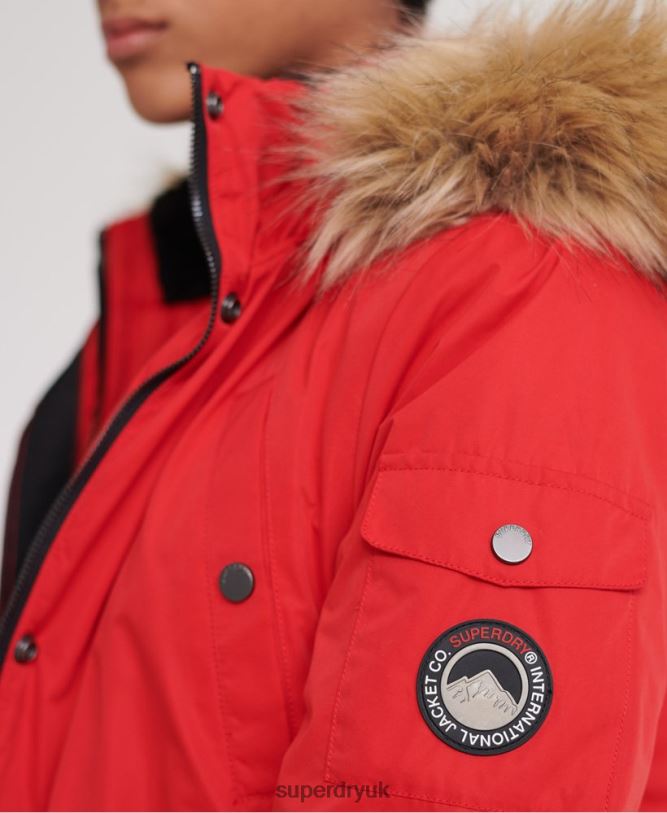 Nadare Microfibre Parka Women Red Clothing Superdry 66N8N5643