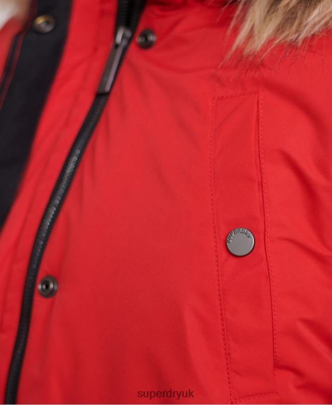 Nadare Microfibre Parka Women Red Clothing Superdry 66N8N5643