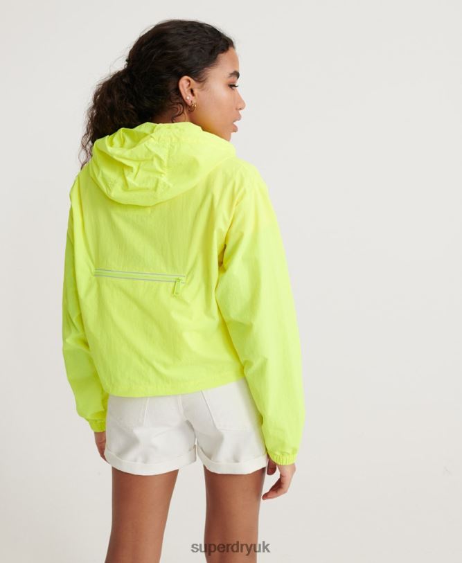 Neon Cropped Overhead Packaway Jacket Women Yellow Clothing Superdry 66N8N3850