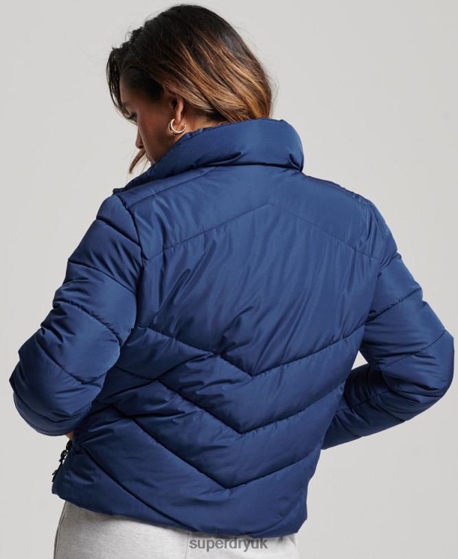 Non Hooded Sports Puffer Jacket Women Navy Clothing Superdry 66N8N3760