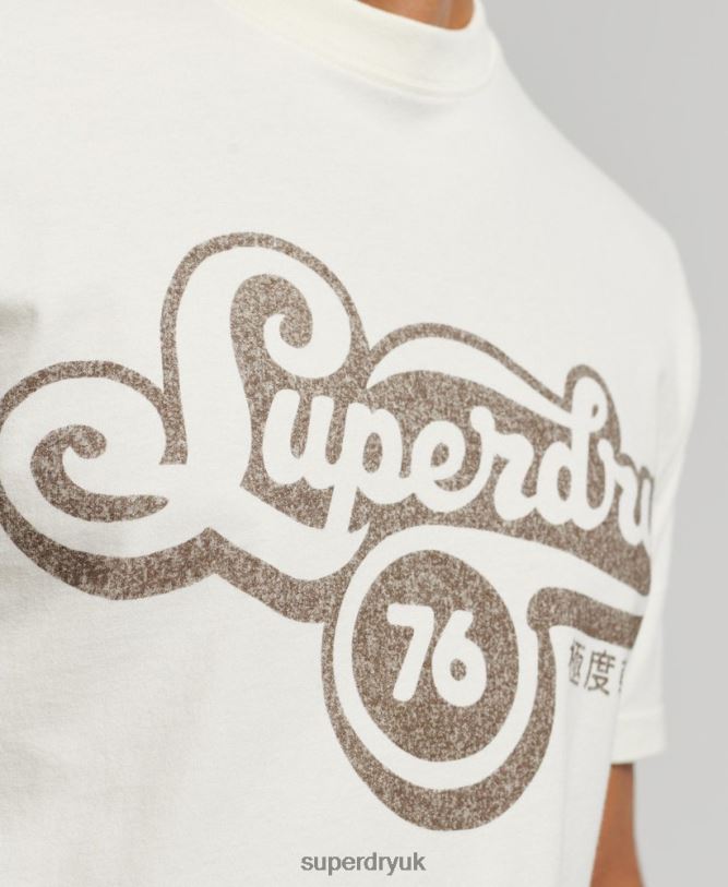 Nostalgia Script T-Shirt Men Cream Clothing Superdry 66N8N4971