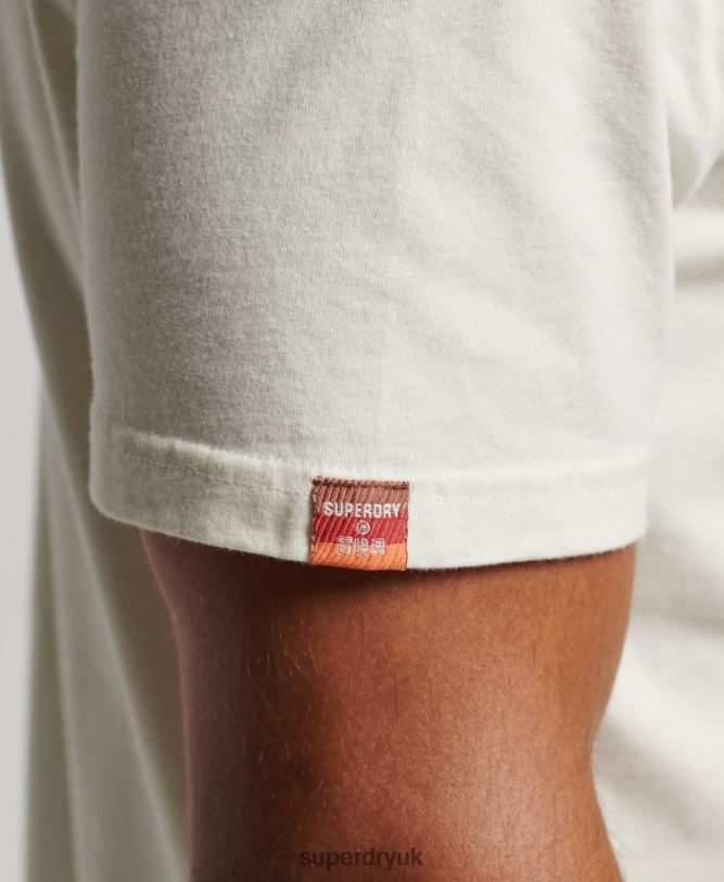 Nostalgia Script T-Shirt Men Cream Clothing Superdry 66N8N4971
