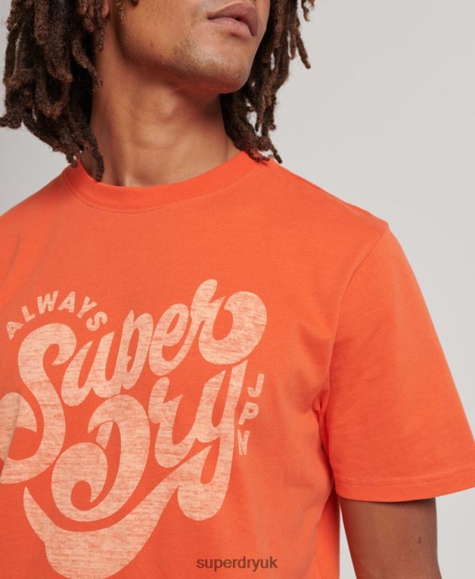 Nostalgia Script T-Shirt Men Orange Clothing Superdry 66N8N4911