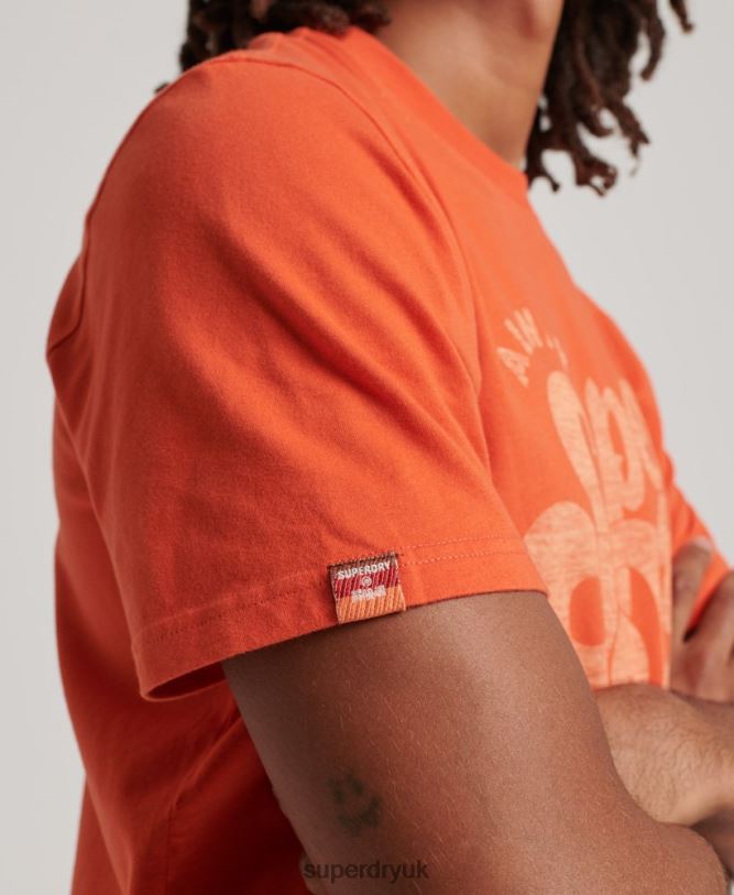 Nostalgia Script T-Shirt Men Orange Clothing Superdry 66N8N4911