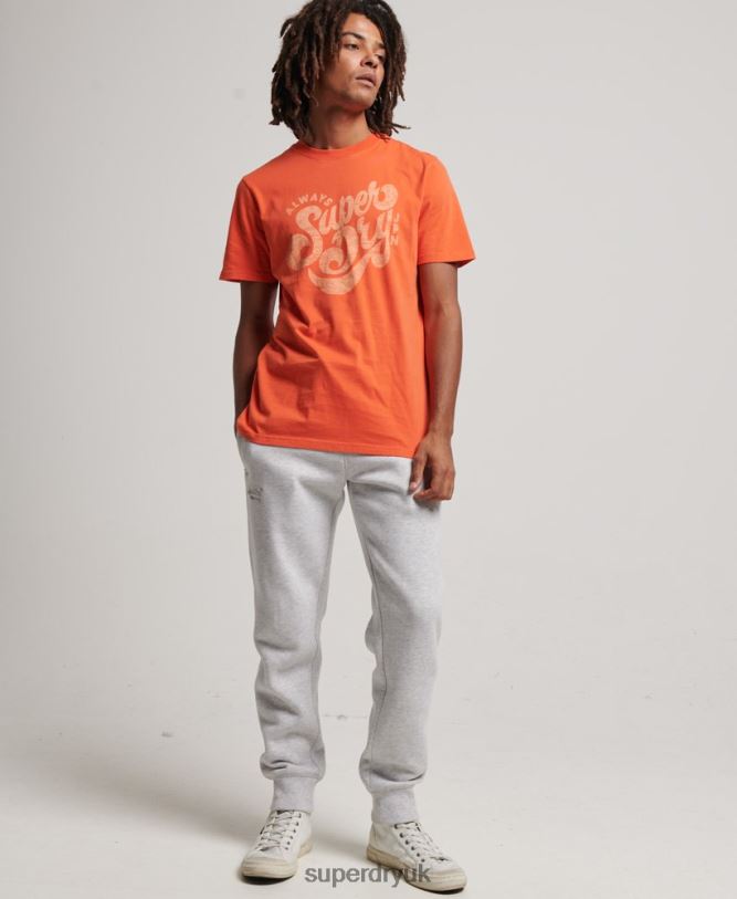 Nostalgia Script T-Shirt Men Orange Clothing Superdry 66N8N4911