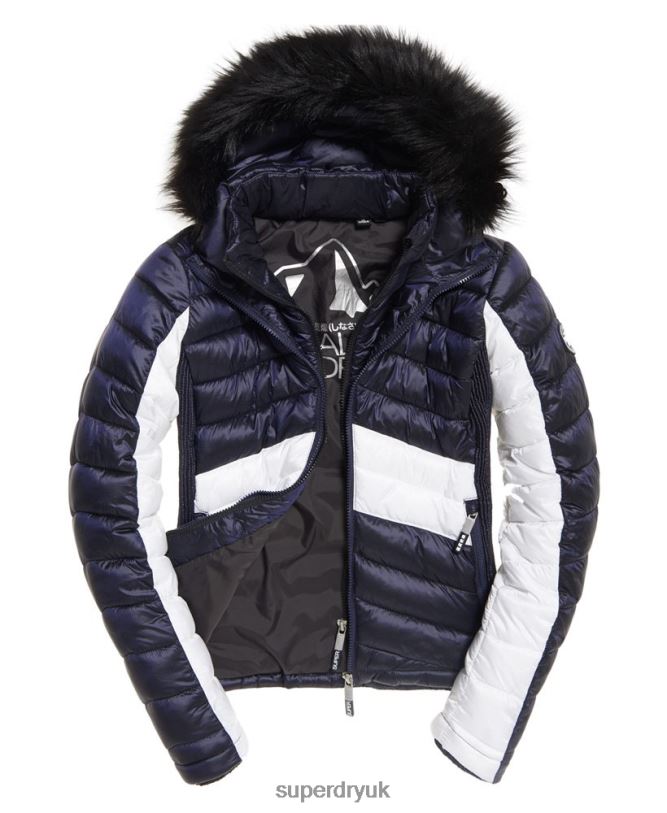 Offshore Luxe Chevron Fuji Jacket Women Navy Clothing Superdry 66N8N5703