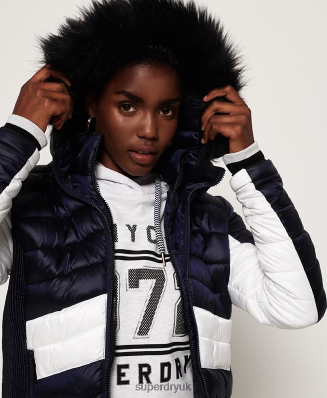 Offshore Luxe Chevron Fuji Jacket Women Navy Clothing Superdry 66N8N5703