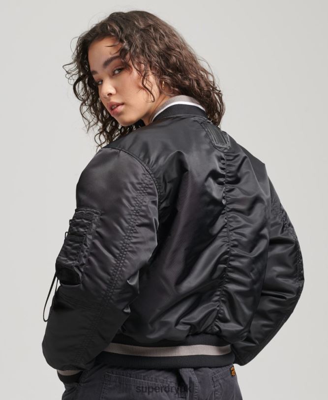 Opportunist MA-1 Bomber Jacket Women Black Clothing Superdry 66N8N5661
