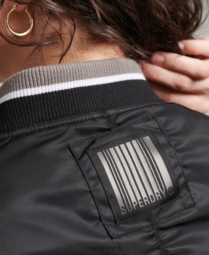 Opportunist MA-1 Bomber Jacket Women Black Clothing Superdry 66N8N5661
