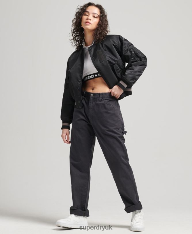 Opportunist MA-1 Bomber Jacket Women Black Clothing Superdry 66N8N5661