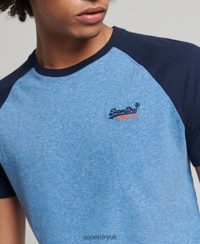 Organic Cotton Baseball T-Shirt Men Blue Clothing Superdry 66N8N4924