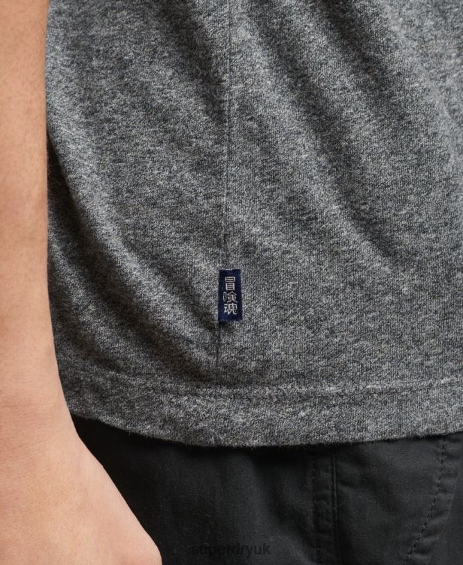 Organic Cotton Baseball T-Shirt Men Dark Grey Clothing Superdry 66N8N4858