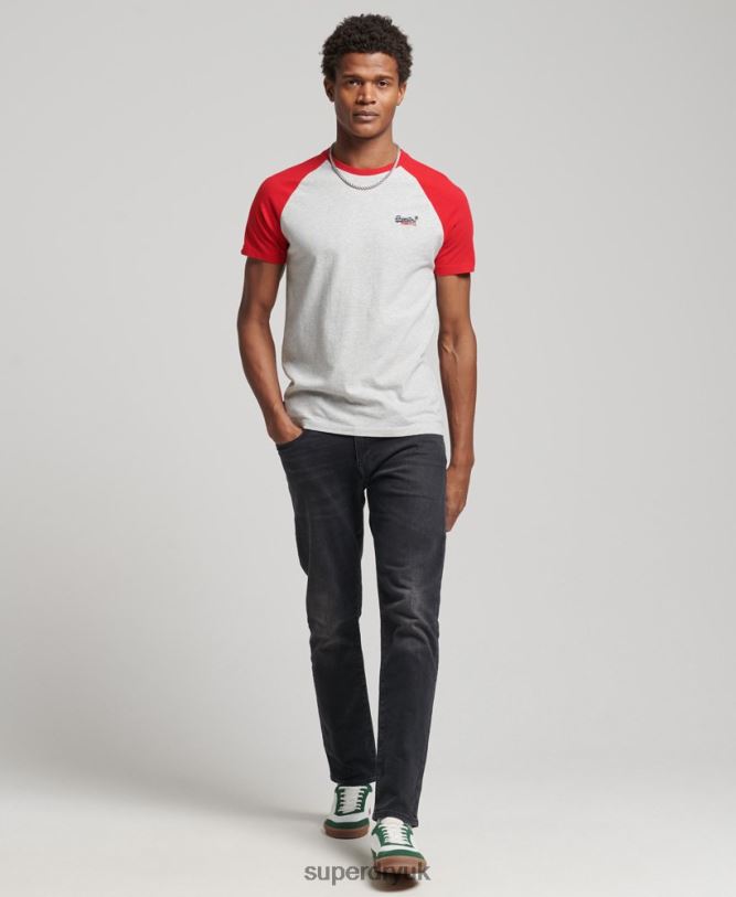 Organic Cotton Baseball T-Shirt Men Light Grey Clothing Superdry 66N8N4870