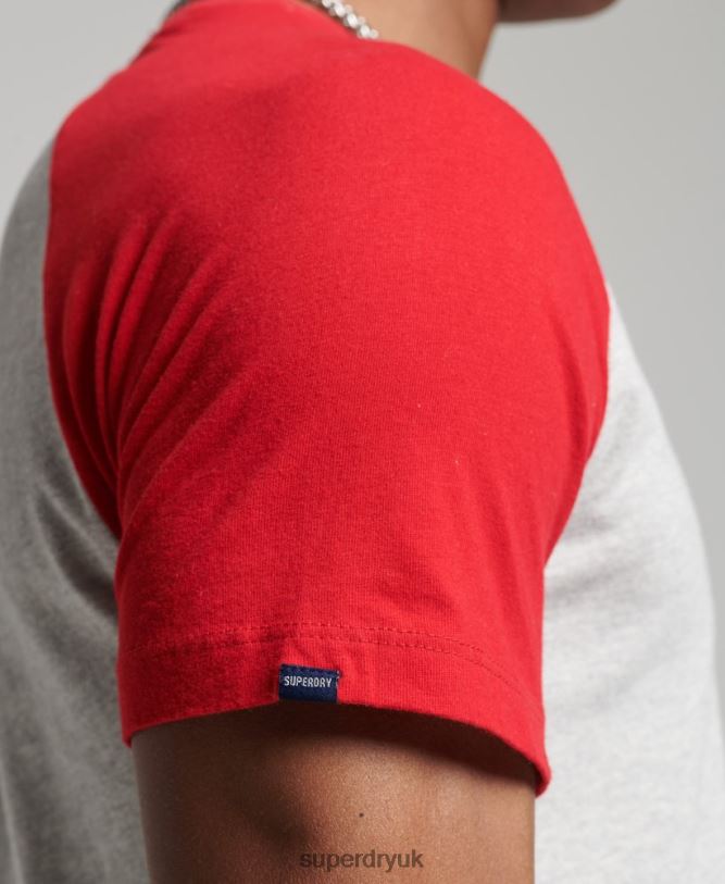 Organic Cotton Baseball T-Shirt Men Light Grey Clothing Superdry 66N8N4870