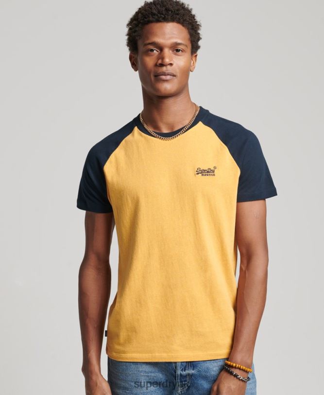 Organic Cotton Baseball T-Shirt Men Yellow Clothing Superdry 66N8N4805