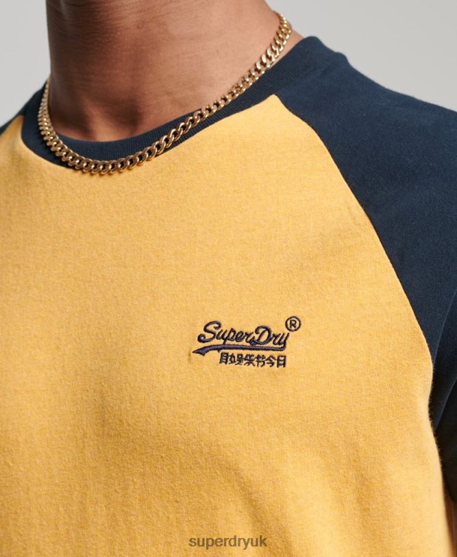 Organic Cotton Baseball T-Shirt Men Yellow Clothing Superdry 66N8N4805