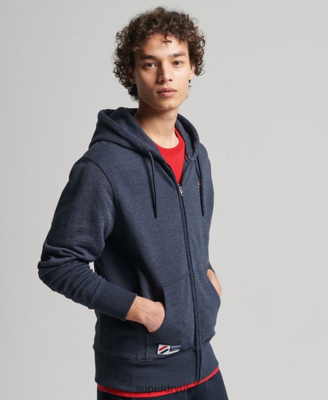 Organic Cotton Code Essential Zip Hoodie Men Navy Clothing Superdry 66N8N5190